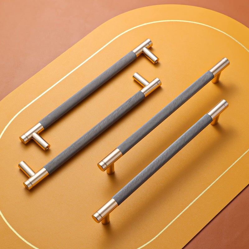 Ntresbonne 2 Pack 7 1/2 Inch 192 mm Barrel Cabinet Pulls Gold and Grey Cupboard Aluminum Handles Drawer Pull Cabinet Handles - Image 1
